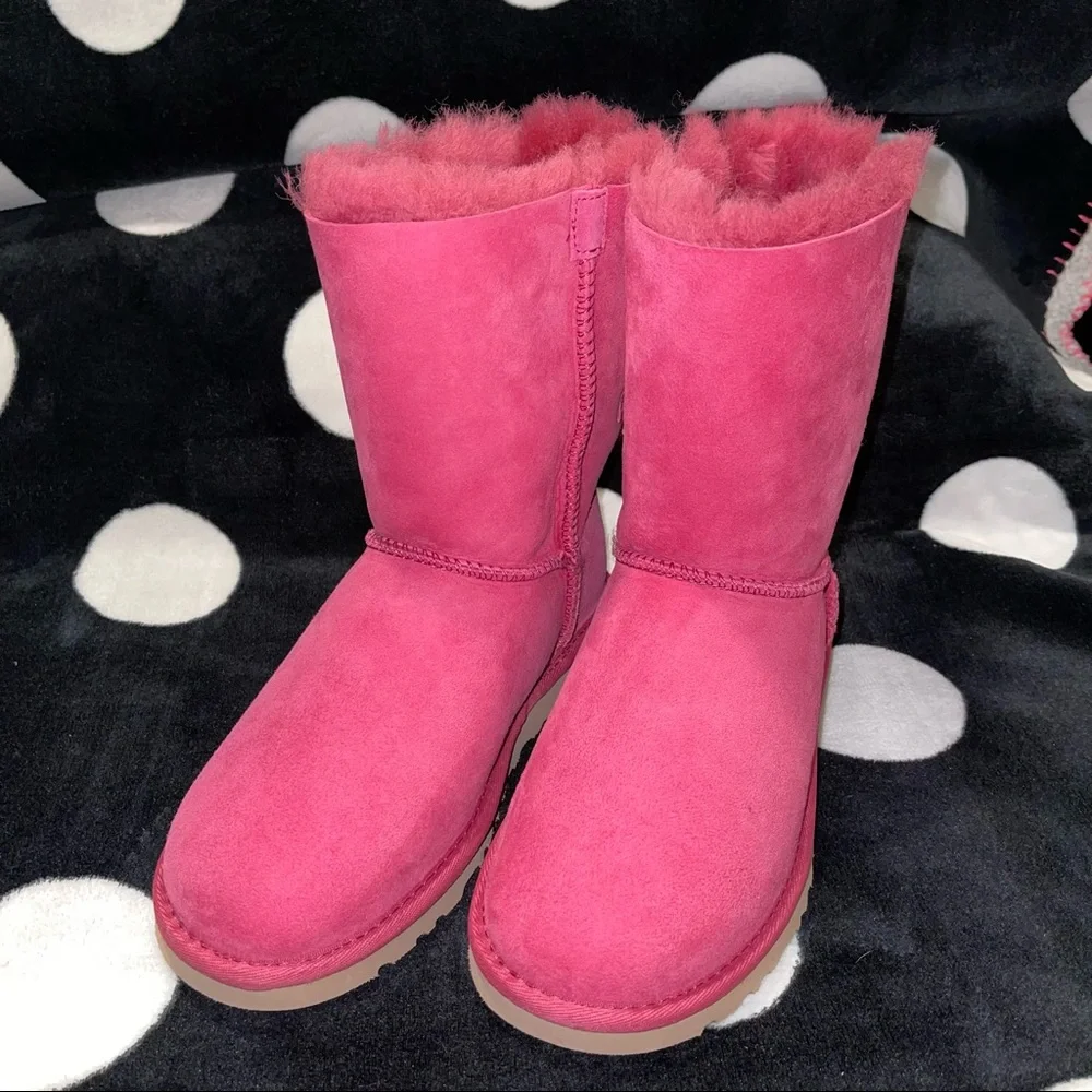 💕 UGG BOOTS - Bailey Bow 🎀 Cheetah Leopard Pink Size 5 Womens - Picture 2 of 13